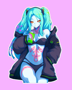 Anime Girl Stickers - Cyberpunk Waifu